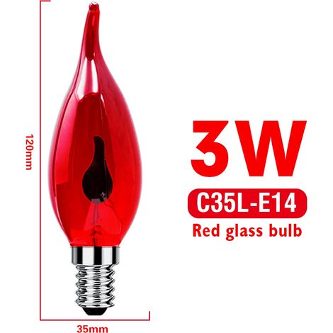 Lampes de croissance pour plantes (C35L E14 Ampoule à bougie, 2 pièces) Lampe LED Edison effet flamme orange rouge vintage, lampe à bougie originale (1/5)