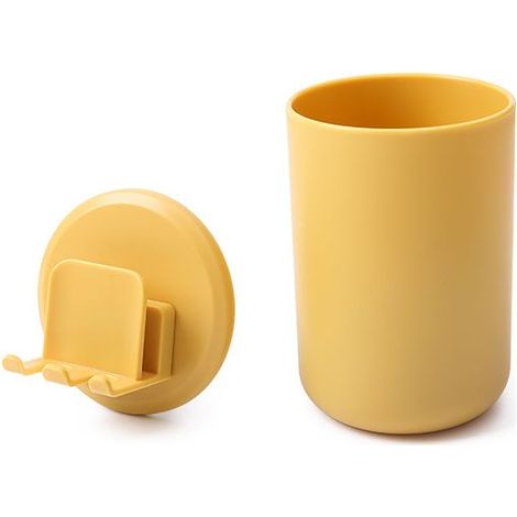 Porte-brosse à dents mural, adhésif sans couture, tasse de brossage, support de salle de bain, ensemble de lavage, sans poinçonnage, tasse de lavage multifonctionnelle (1/5)