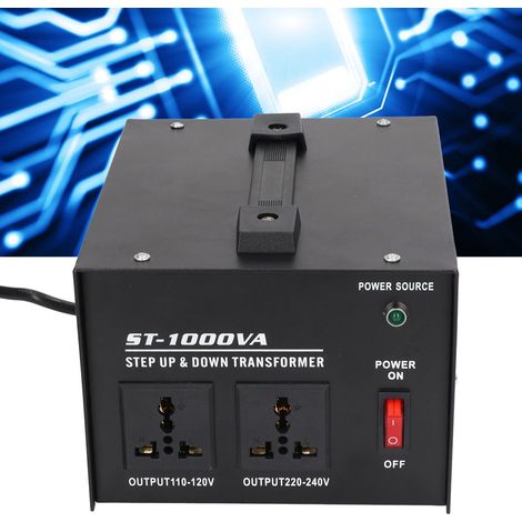 Transformateur élévateur 1000W 220V vers 110V Convertisseur de tension monophasé avec prise EU et tension d'entrée réglable