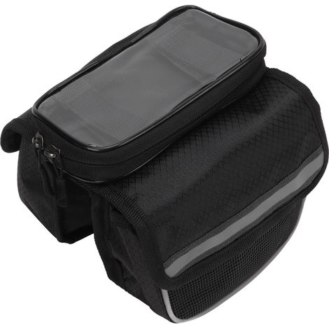 Rahmentasche aus 600D Nylon, strapazierfähige TPU-Folie, reflektierende Streifen, Doppelreißverschluss, stoßfest für Smartphones, schwarz (1/5)