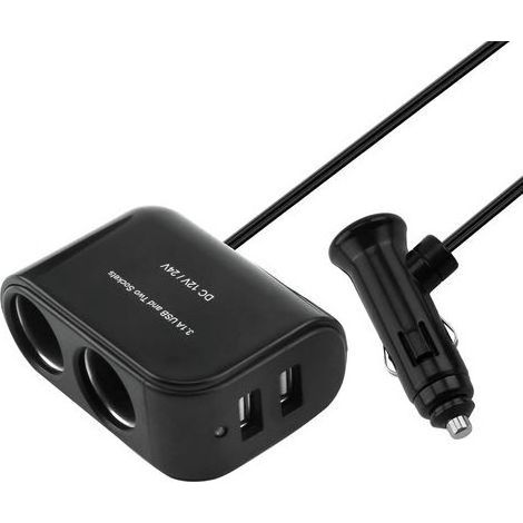 Chargeur Allume-Cigare Double USB 12V/24V avec Répartiteur, Adaptateur de Prise pour Voiture et Moto, Charge Rapide (1/5)
