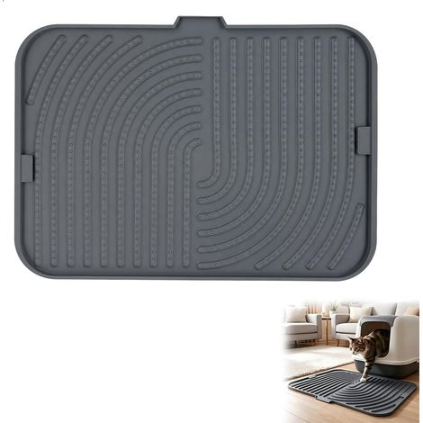 Silicone Cat Litter Mat, 45 x 30 cm, Non-Slip Cat Litter Mat, Waterproof and BPA-Free, Easy to Clean, Grey (1/5)