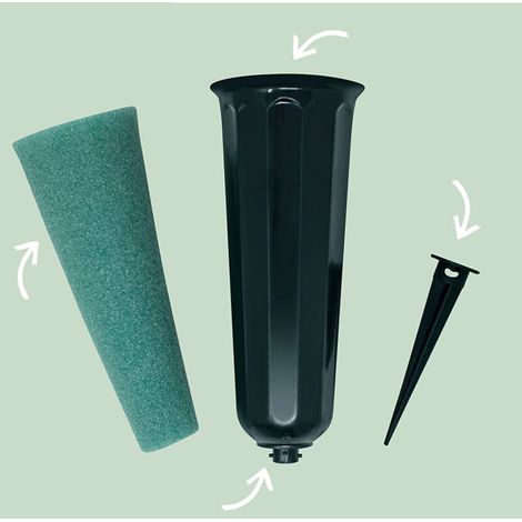 Lot de 2 vases de cimetière avec pointes, vases en plastique pour fleurs, décorations funéraires pour cimetière, porte-fleurs funéraires, vases floraux commémoratifs (vert) (1/3)
