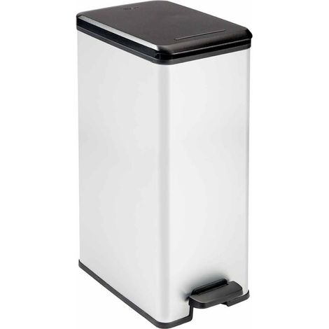 Curver Slim Abfallbehälter Silber 40 Liter Pedal Design (1/5)