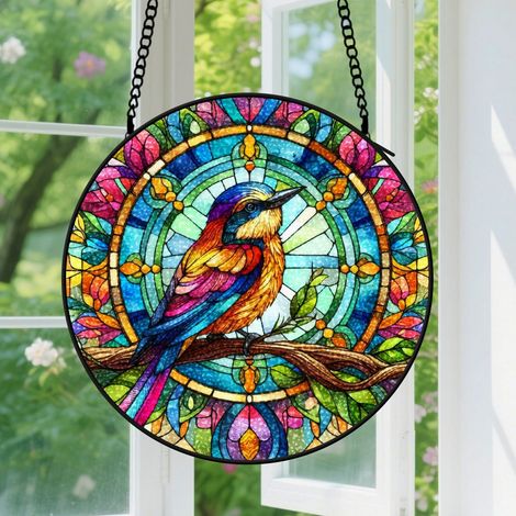 9cm Suspension en Vitrail Minimaliste, Attrape-Soleil Élégant Artistique pour Intérieur, Cadeau Fête des Mères, Anniversaire pour Femme (1/5)