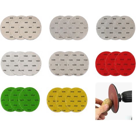 24pcs Disque Poncage 125mm 400/600/800/1000/1500/2000/3000/5000,Grain Disques Abrasifs Auto-Agrippants Papier de Verre Sec à l'Eau Disques Abrasifs Ronds pour Métal Bois Miroir (1/5)