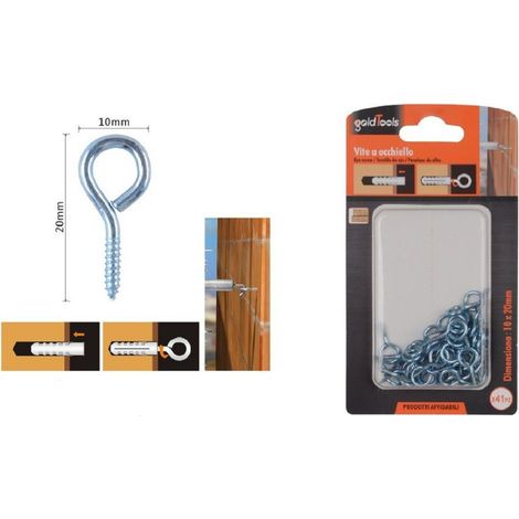 Kaela - Set 41pz Viti Vite A Occhiello Gancio Chiuso 10x20mm Filettatura Per Legno 90723 - (1/2)