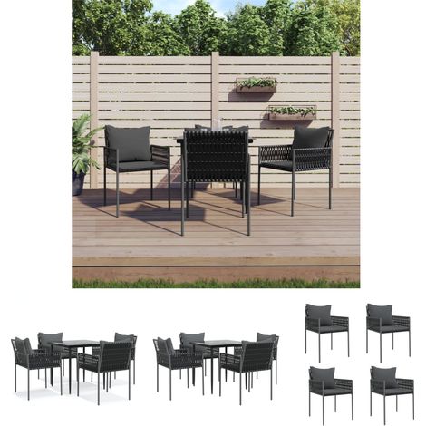 Gartenstühle - vidaXL 5-tlg. Garten-Essgruppe mit Kissen Poly Rattan und Stahl - Gartenesszimmer (1/5)