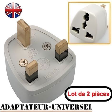 Adaptateur de prise - ZISONIX - EUROPE/ANGLETERRE - Lot de 2 - Utilisation intérieure - Femelle