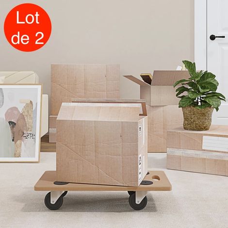 2 Chariots Manutention sur roulettes, Longueur 57,5 cm Charge Bois clair De 250 kg Avec Roulettes (1/5)