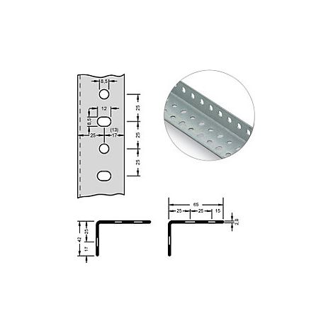 Perfil angular de acero para sistema modular  65 x 42 x 2 mm 