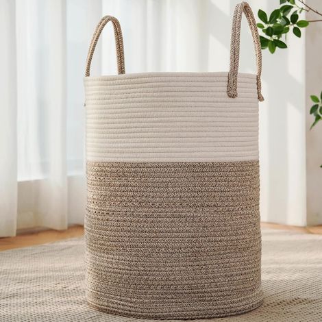 Grand panier à linge tissé pour couvertures, jouets et vêtements, salle de bain et chambre, (1/5)