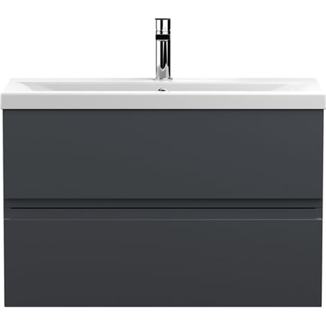 Hudson Reed Urban Wall Hung 2-Drawer Vanity Unit with Basin 1 Satin Anthracite - 800mm Wide