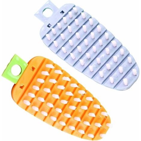 Brosse à légumes, Mini Brosse de Nettoyage pour Fruits et légumes, Brosses de Nettoyage pour légumes et Fruits en Forme de Carotte, Nettoyant pour Fruits Outils de Cuisine 2 pièces(Orange + bleu)