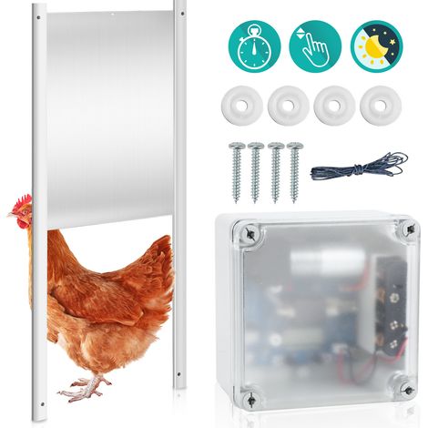 SWANEW Porta automatica per pollaio 2in1, serratura elettrica in alluminio per pollame con timer e sensore di luce (1/5)