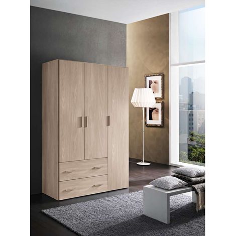 Mcs Mobili Armadio 3 Ante e 2 Cassetti color Olmo - 123x53x185 cm (1/2)