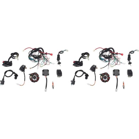 Kit de faisceau de câblage 2X pour VTT avec régulateur de stator CDI, interrupteur d'allumage, électrovanne et relais, compatible avec les moteurs VTT quatre temps GY6 125Cc et 150Cc. (1/5)