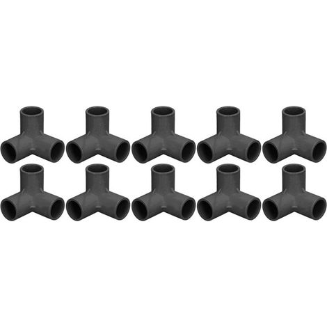 BelleRise - 10pcs Té PVC 3 voies – Angle 90° 25 mm – Raccord solide – pour tuyaux, serres, tentes, mobilier – noir (1/5)