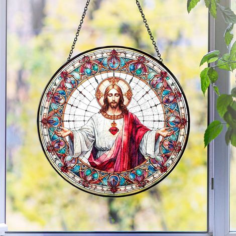 Vitrail suspendu décoratif – Attrape-lumière maison, Diamètre : 30cm (1/4)
