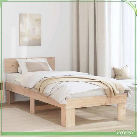 ABI Cadre de lit avec tête de lit Naturel 90 x 190 cm Pin massif 7291712313998 (1/5)