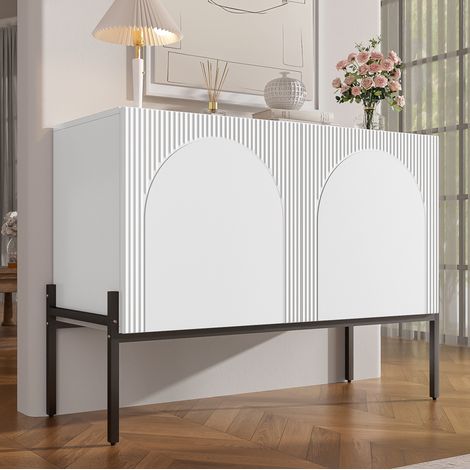 MEUBLIV Credenza bianca a 2 ante 100 x 40 x 75 cm con piedi in metallo (1/5)