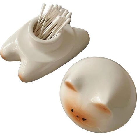 Porte-cure-dents en céramique , rangement pour figurines de chat , joli organiseur bureau , boîte co