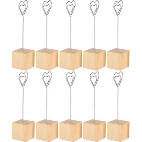 HURRISE Photo Holder 10 pièces porte-photo note carte de message image pince en métal support en bois massif (1/4)