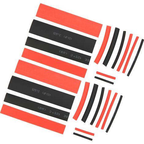 Assortiment de 300 gaines thermorétractables en polyoléfine pour câbles électriques, noir et rouge. (1/5)
