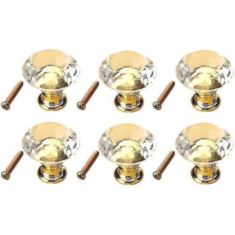 6 Stück ultraleichte 40 mm K9 Kristallglas-Zinklegierungs-Schrankschubladengriffe-Golden Base (1/5)