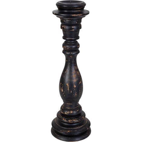 Candelabro de madera artesanal negro 14x14x45h cm (1/5)