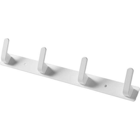 Porte-manteau mural avec 4 crochets pour salle de bain, chambre et cuisine (blanc, 1 pièce) (1/4)