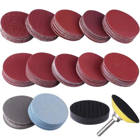 120 disques de ponçage de 50 mm de diamètre, grains 60, 80, 120, 180, 240, 400, 600, 800, 1000, 1200, 2000 et 3000, pour le meulage, le fraisage et la gravure. (1/5)