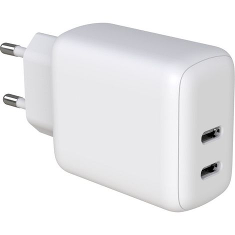 Powerplus Chargeur Mural 35W Double Port USB-A USB-C Blanc