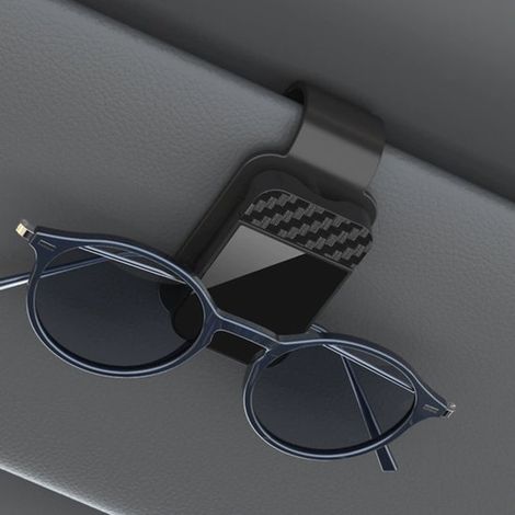 Porte-lunettes de soleil pour pare-soleil de voiture - Organisateur - Support pour lunettes de voiture - Accessoires auto - Décoration - Support pour lunettes avec verrouillage de sécurité - Noir - 7 (1/5)