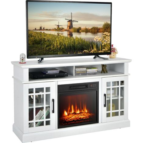 COSTWAY Fireplace TV Stand for TVs up to 55 Inches With 1400W Electric Fireplace Insert (1/5)