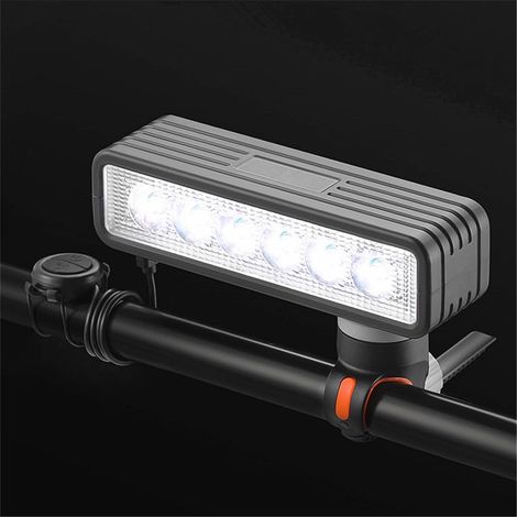 Fahrradscheinwerfer mit Hupe, 6 LEDs, kabelgebundener Fernbedienung für die Hupe, eingebauter Akku für bis zu 4,5 Stunden Leuchtdauer (1/5)