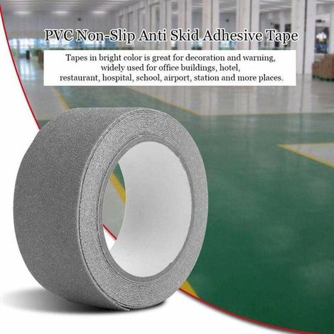 Nastro antiscivolo in PVC grigio da 5 m x 5 cm per scale, gradini, pavimenti, decorazioni di sicurezza (1/4)