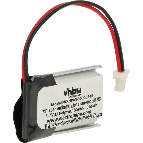 vhbw Batería compatible con DRFT modelismo (150mAh, 3,7V, Li-poli, negro/plata, 15 x 19 x 8mm)