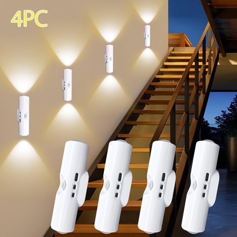 Set mit 4 LED-Wandleuchten für Türspione, 3 dimmbare Farben + USB-Ladefunktion (1/5)
