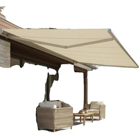 Toldo color crema, impermeable, con protección UV, amarillo claro. (1/2)