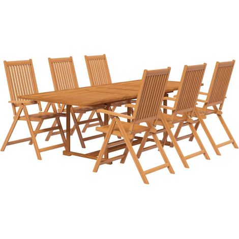 Set da pranzo da giardino mobili da esterno 7 pezzi in legno massello di acacia 020013931