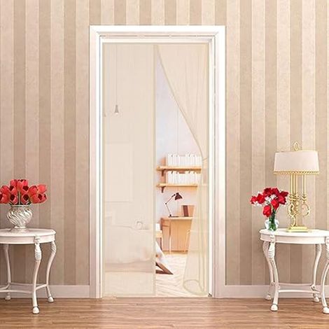 TRADE SHOP - Zanzariera Magnetica Per Porte Da 90x210 Cm Beige Per Proteggere Da Insetti Zanzare 616219 -
