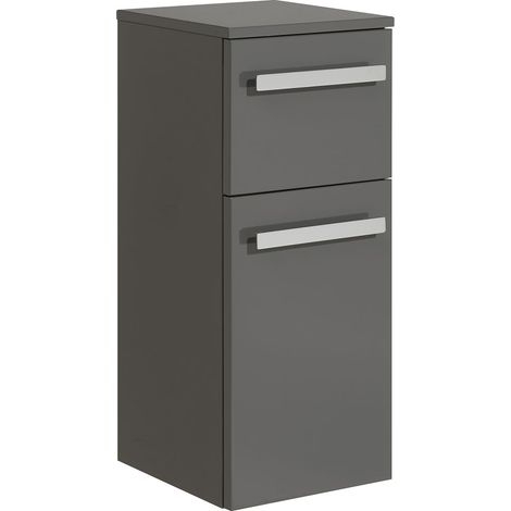 Badezimmer Unterschrank FES-4005-66 Hängeschrank in Hochglanz Lack Quarzgrau - B/H/T: 30/73/33cm (1/3)