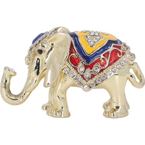 Porte-bijoux éléphant peint à la main, émail électroplaqué or doré scintillant, figurine décorative pour maison (1/5)