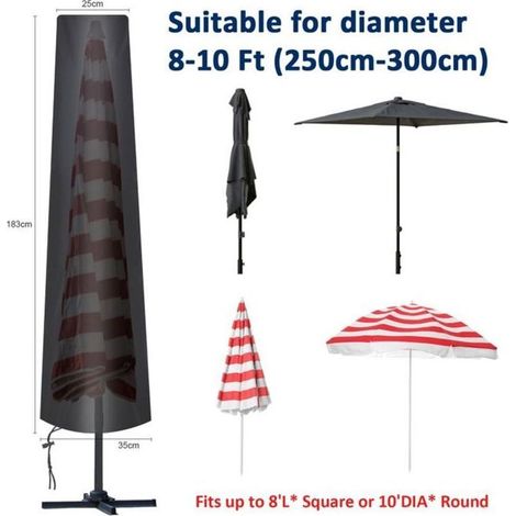 Bardusch - Copertura per ombrellone dritta da 300 cm, in tessuto Oxford 210D, con borsa per il trasporto, resistente alle intemperie e ai raggi UV. (1/3)