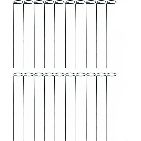 Lot de 20 supports de jardin, Métal, Vert foncé (1/5)