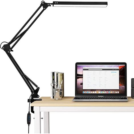 EINFEBEN 10W Lampe de Bureau LED avec Clamp,Protection des Yeux, Bras Métallique Pliable et Rotatif avec bras pivotant adapté au bureau (1/5)