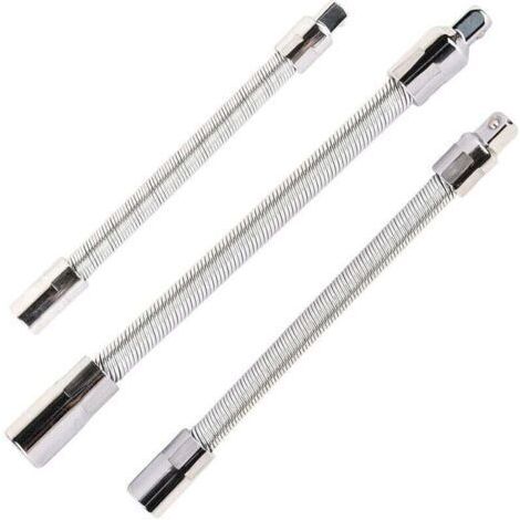 Lot de 3 rallonges flexibles en acier inoxydable Argenté 1/4" 3/8" 1/2" (1/4)