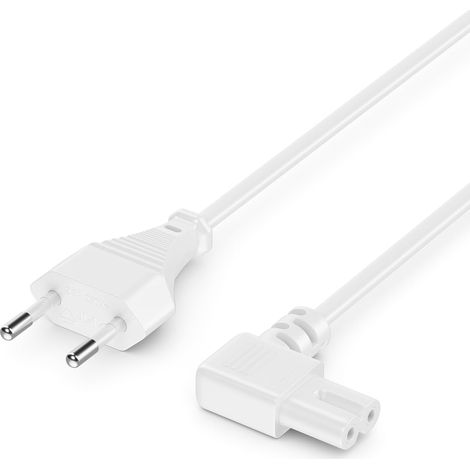 5m Câble Alimentation Cordon électrique Prise Type C Euro vers Prise C7 90° Coudée Euro Câble Appareil 8 TV Blu-Ray Appareils Ménagers Adaptateurs - Blanc (1/5)