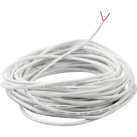 10 Meter Electric Cable 2 Wires, 24AWG White Electric Wire Cable Round Flexible PVC Tinned Copper, Outer Diameter 3MM, Oxidation Resistance for Electrical Accessories Small, LED, DIY (1/5)